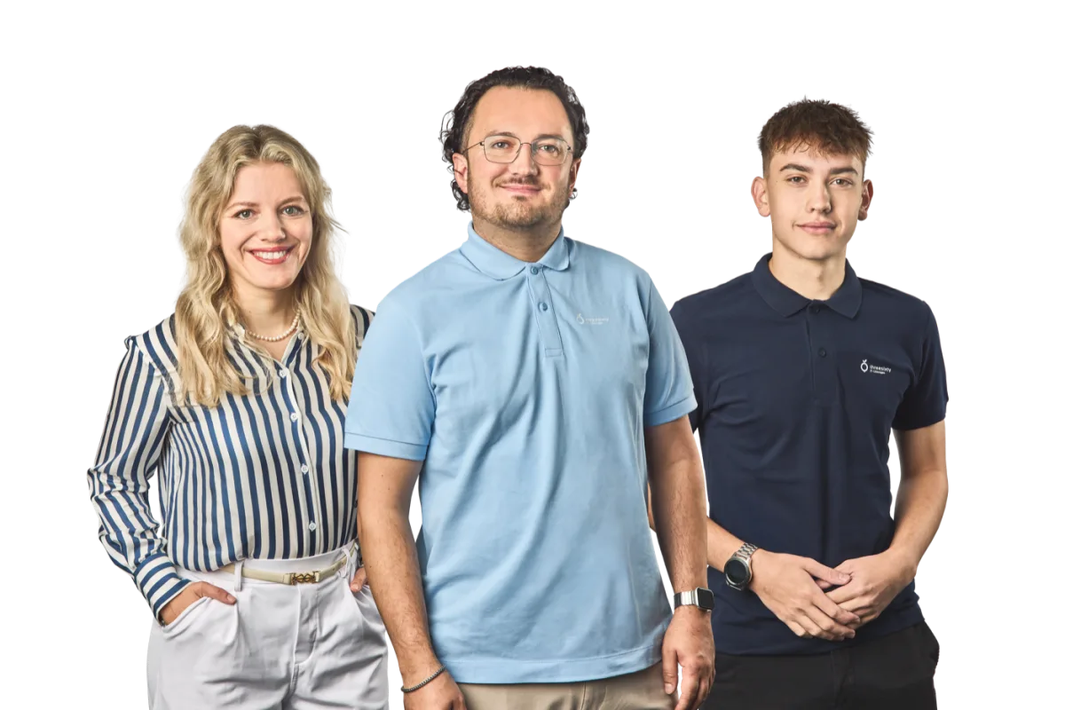 Das threesixty Team, Johannes, Carina und Nick